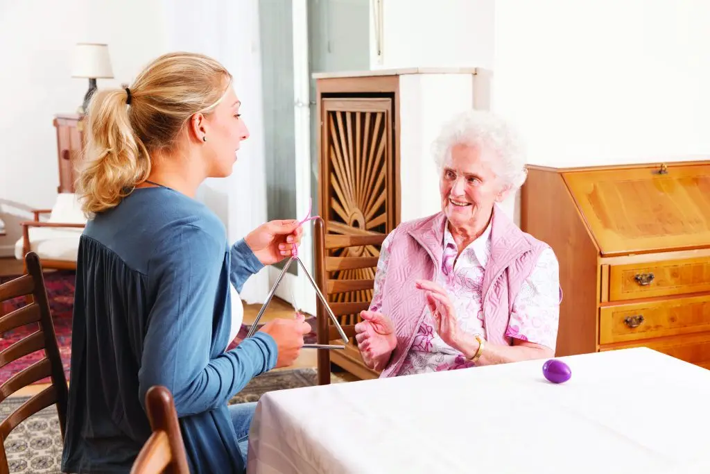 music therapy with senior woman, 89 years old